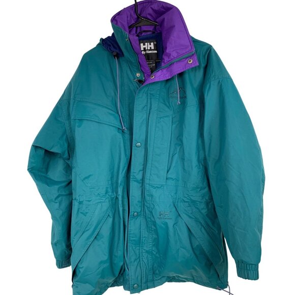 Helly Hansen Mens VTG 90s Waterproof Insulated Parka Teal Purple S RY10367 EUC - Picture 1 of 12
